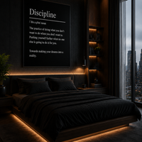 Discipline Definition Poster — Motivational Rolled Wall Art for Office & Gym
