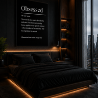 Obsessed Definition Rolled Poster — Motivational Black Typography Wall Art