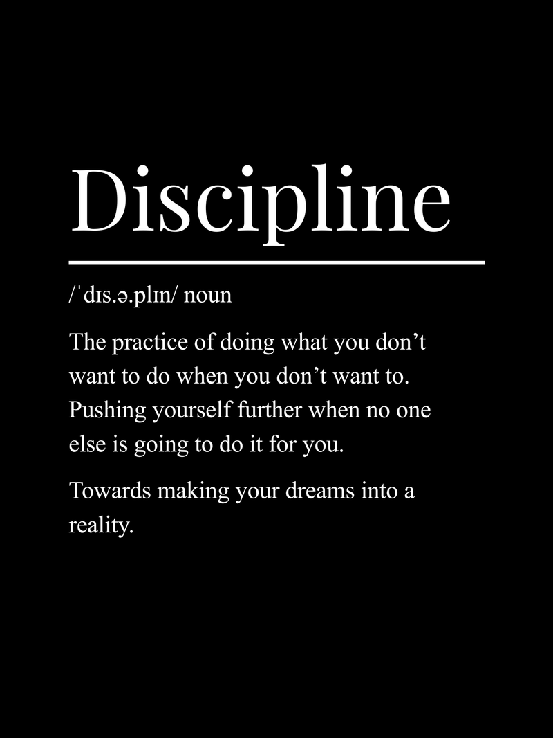 Discipline Definition Poster — Motivational Rolled Wall Art for Office & Gym